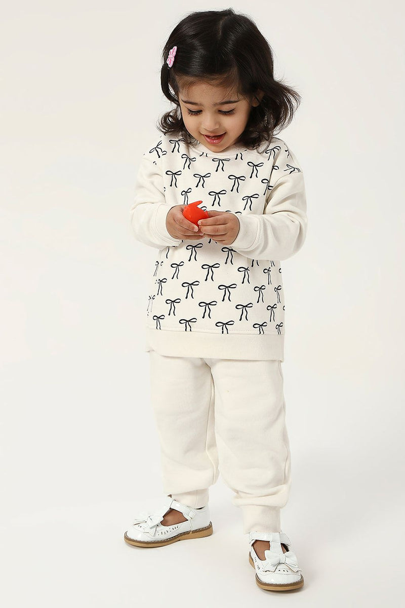 Spunkies Kids white Long Sleeve Sweatshirt and Jogger Set