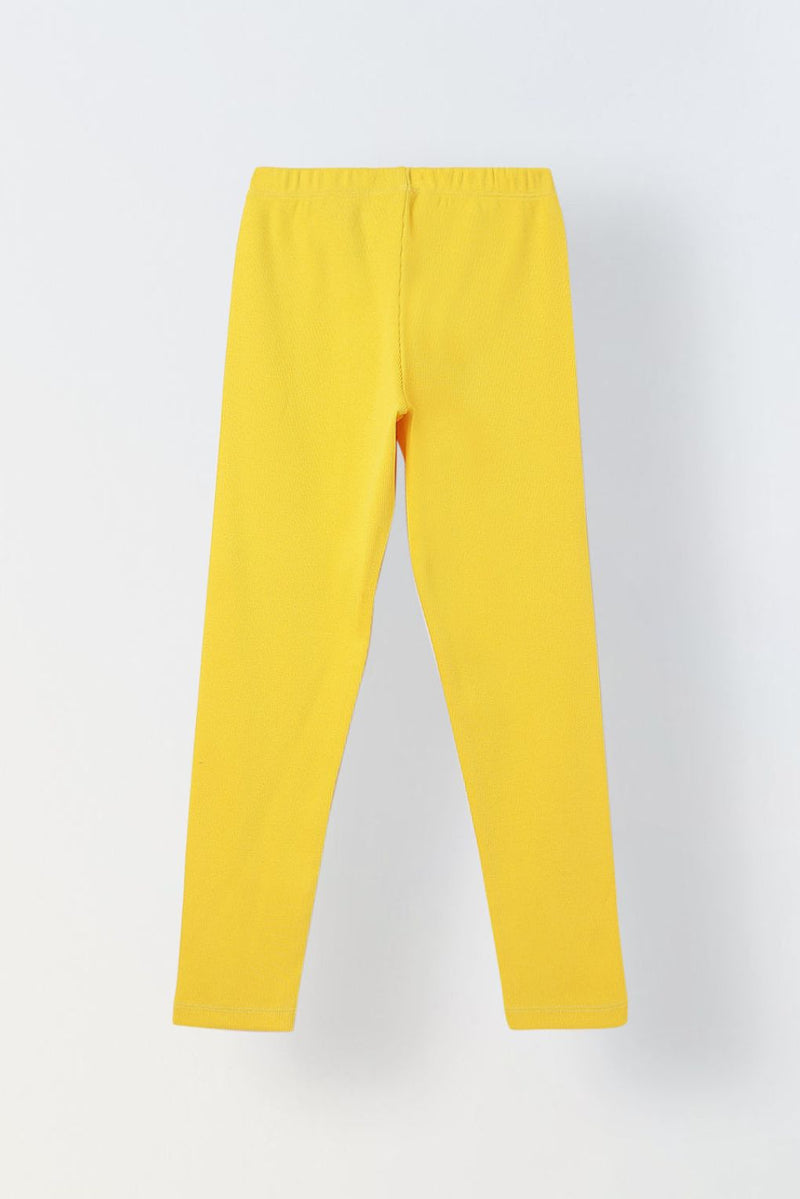 Spunkies Girls Yellow Ribbed Fitted Leggings