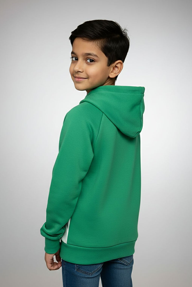 Spunkies Boys Green Hoodie Printed Hoodie Sweatshirt