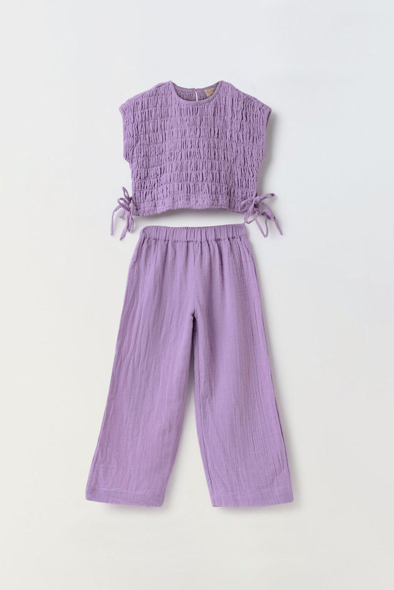 Lavender Gauze Wide Leg Co-ord Set