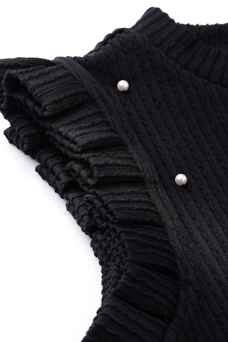 Jacquard Rib Black Top