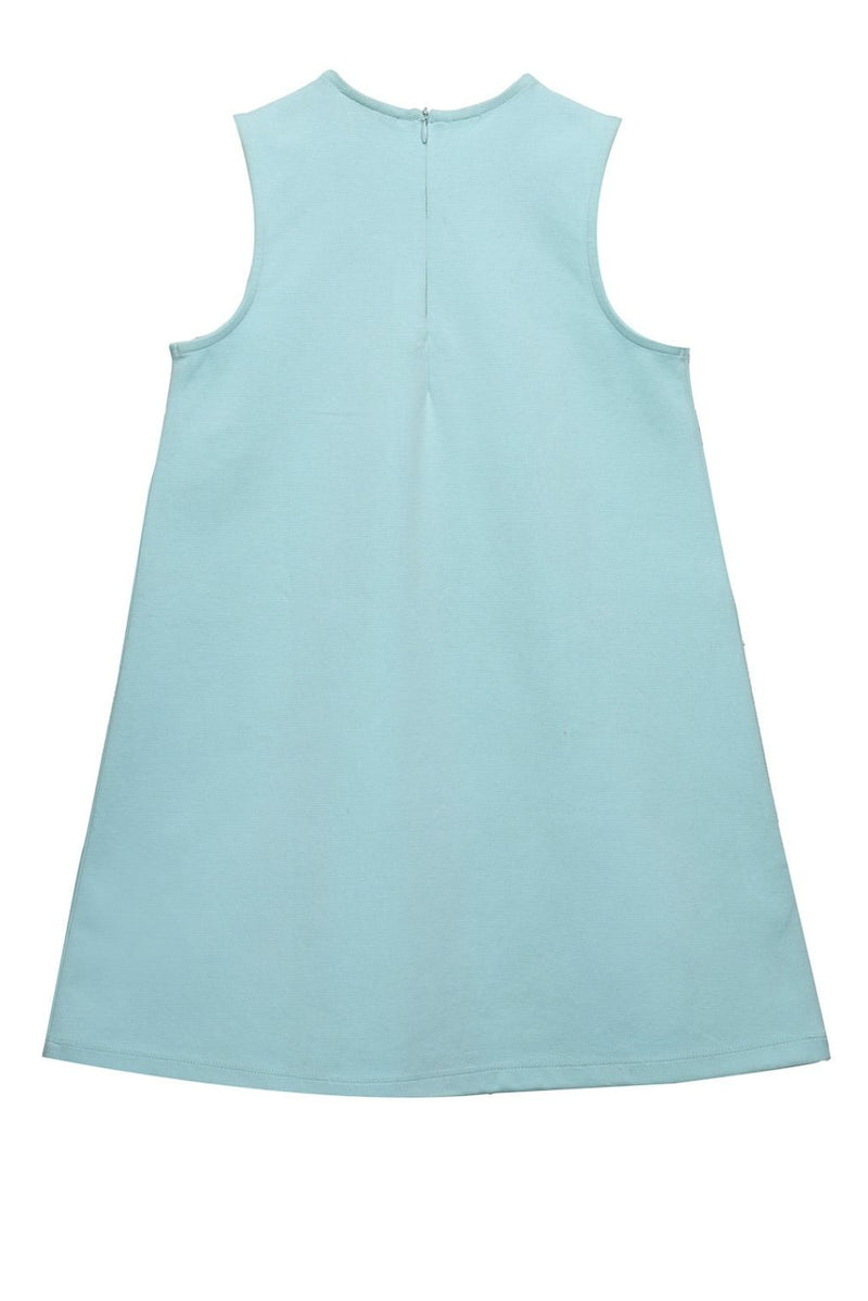 Aqua Sleeveless 3D Floral Dress