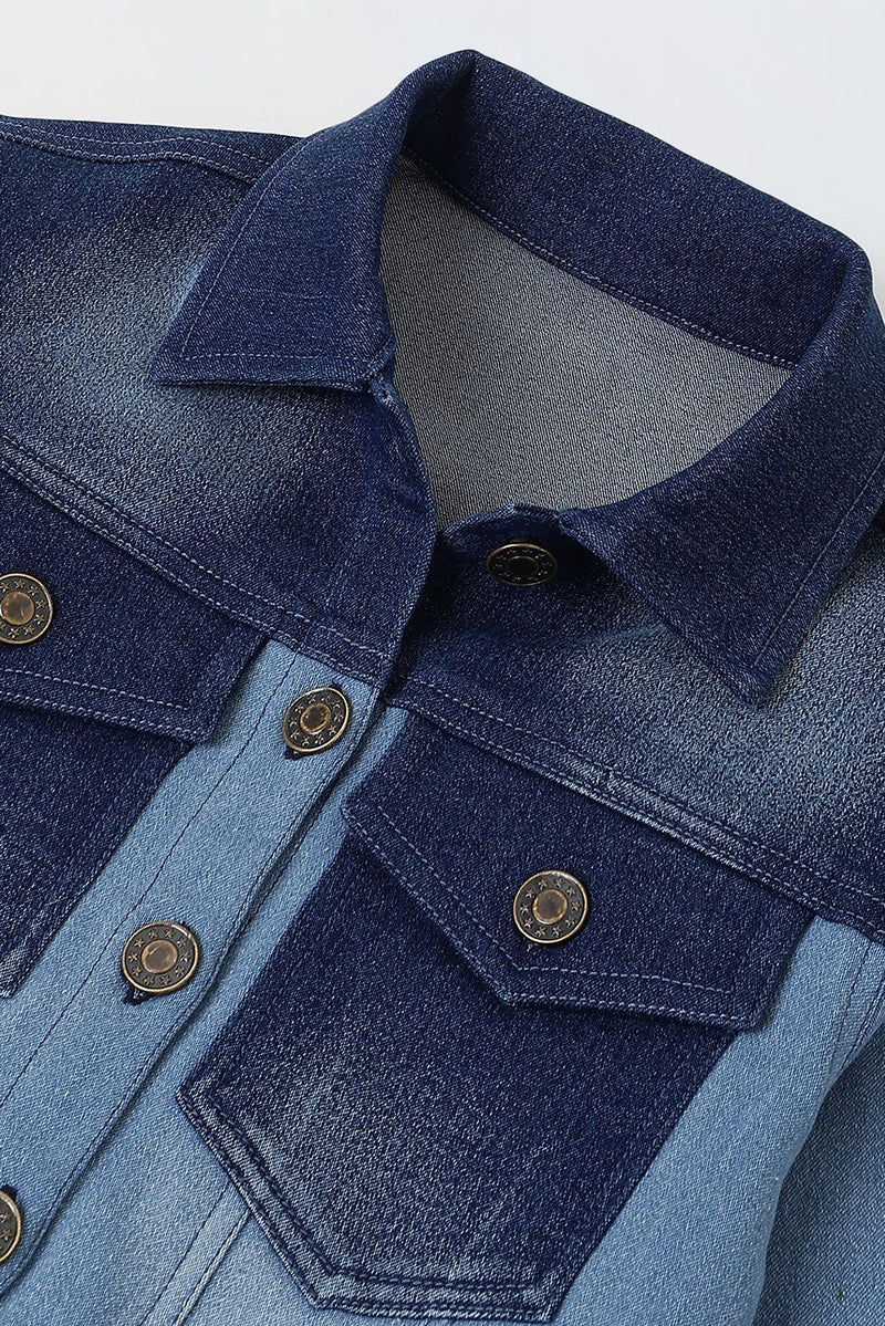 Spunkies Boys Cropped Denim Jacket with Rubbing