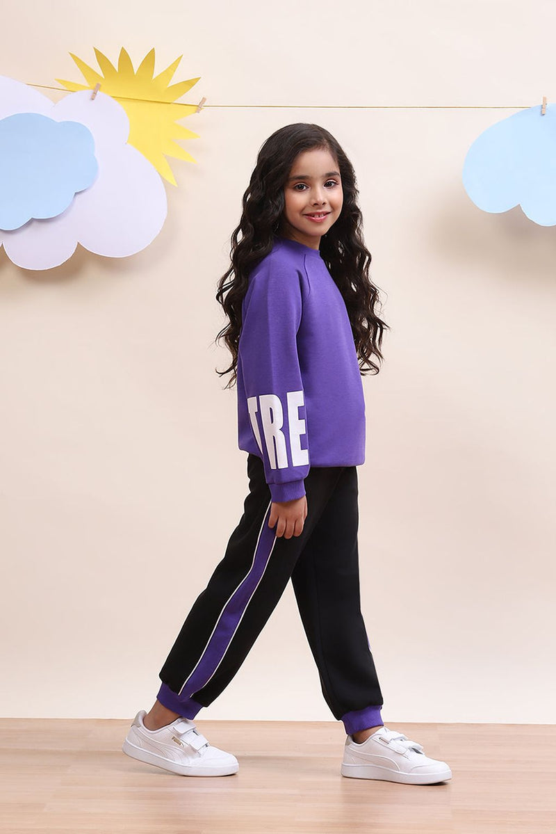 Spunkies Classy Unisex Purple Jacket With Black Jogger