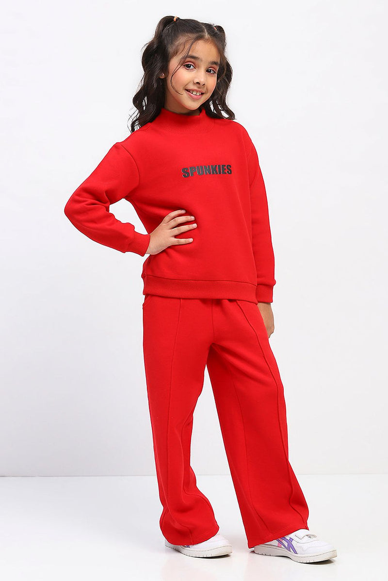 Spunkies Girls Red Long Sleeve Sweatshirt Set