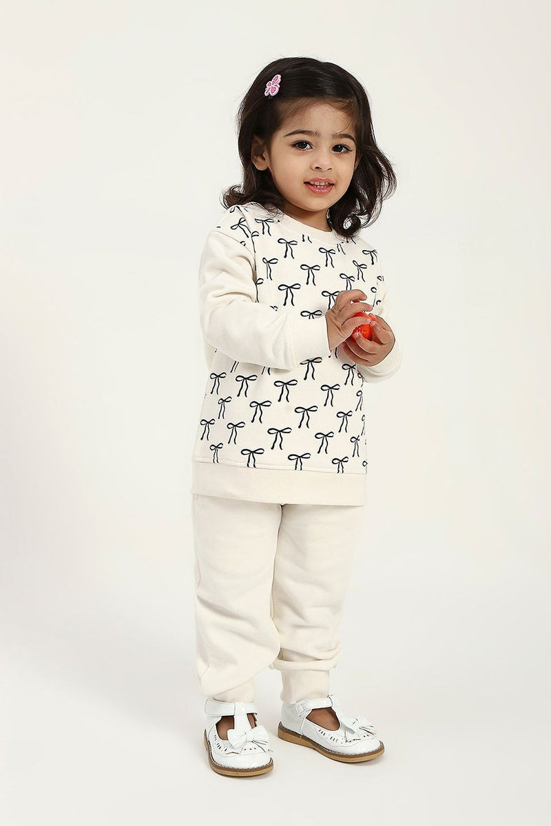 Spunkies Kids white Sweatshirt and Jogger Set