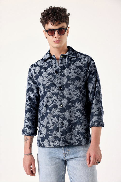 Floral Blaze Denim Unisex Overshirt