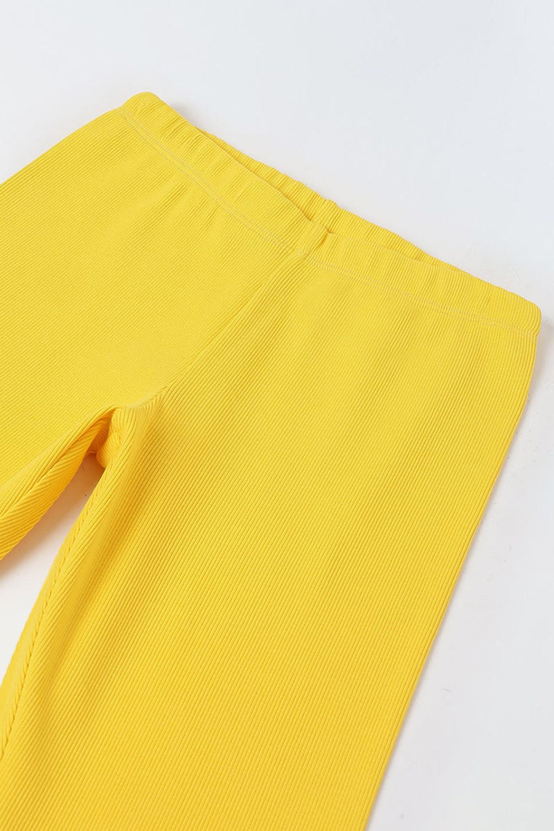 Spunkies Girls Yellow Ribbed Fitted Leggings