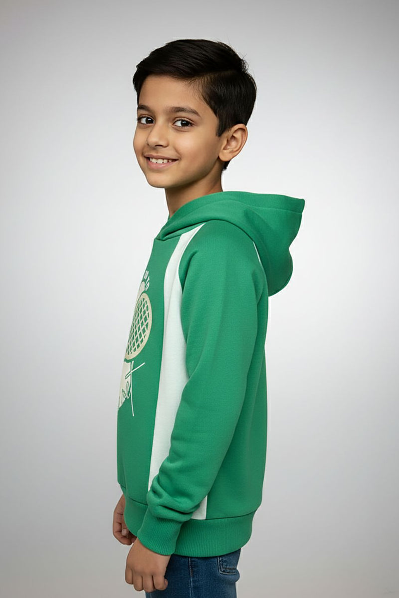 Spunkies Boys Green Hoodie Printed Hoodie Sweatshirt