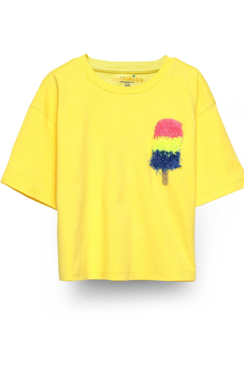 Everyday IceCream Yellow Embroidered Top