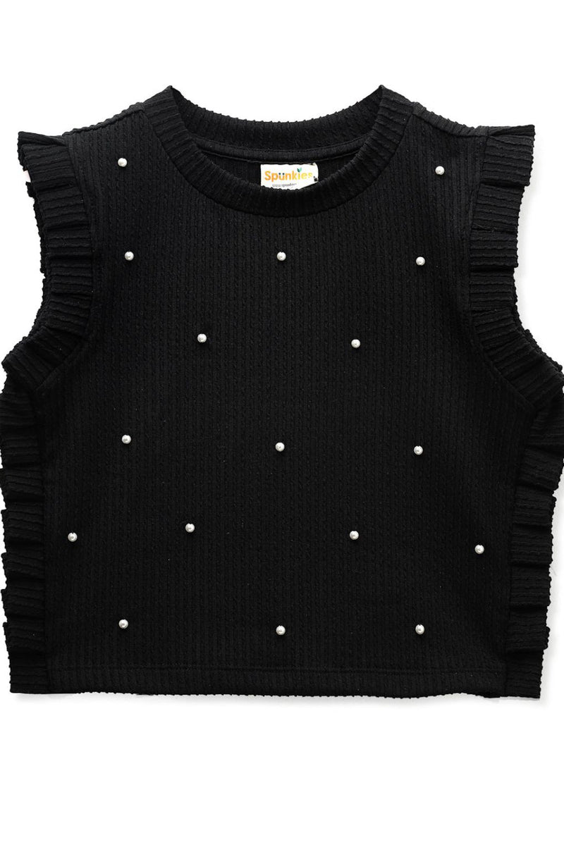 Jacquard Rib Black Top