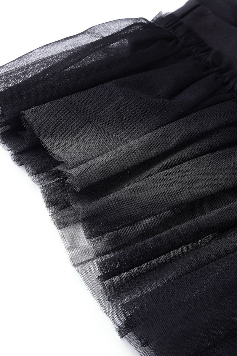 Girls Black Flutter Frill A-Line Top