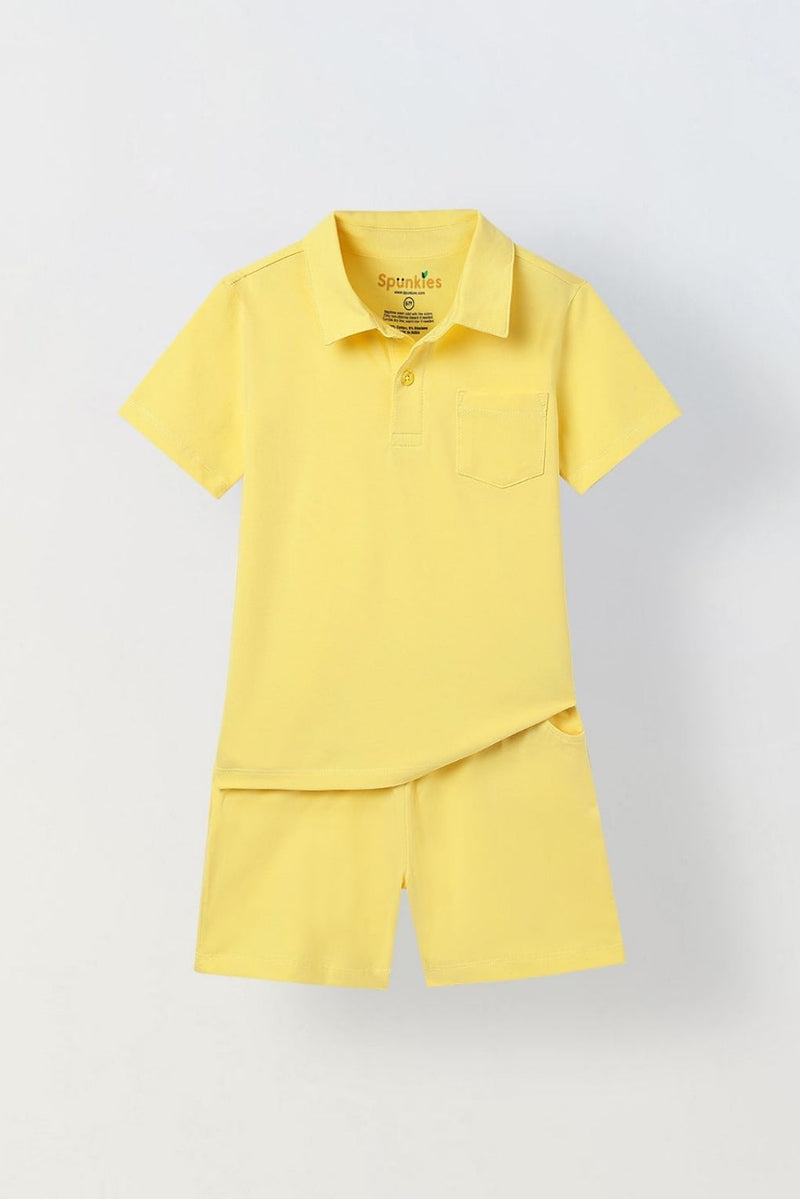 Spunkies Boys Polo Everyday Play Sets- Yellow