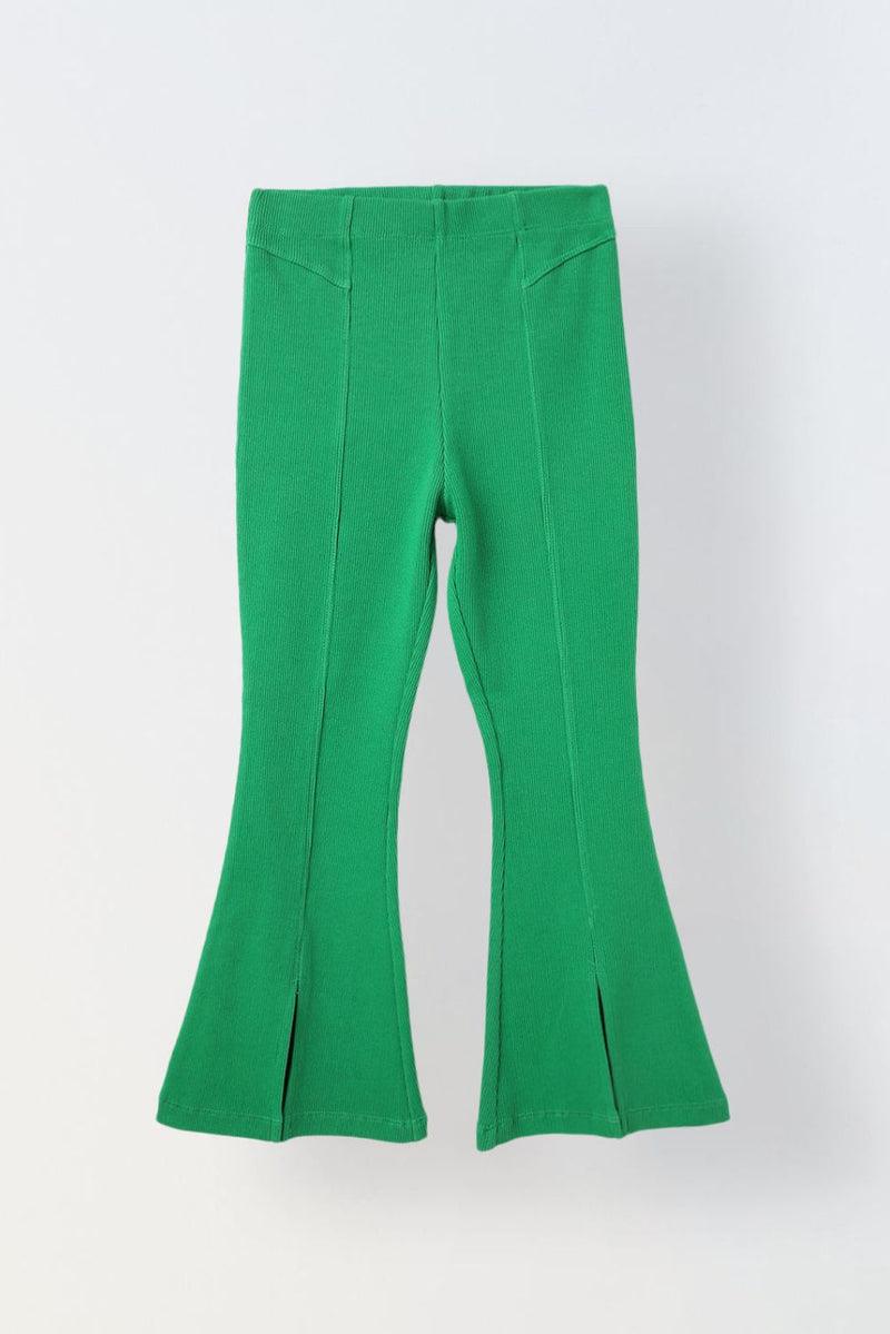 Spunkies Girls Green Cotton Ribbed Legging