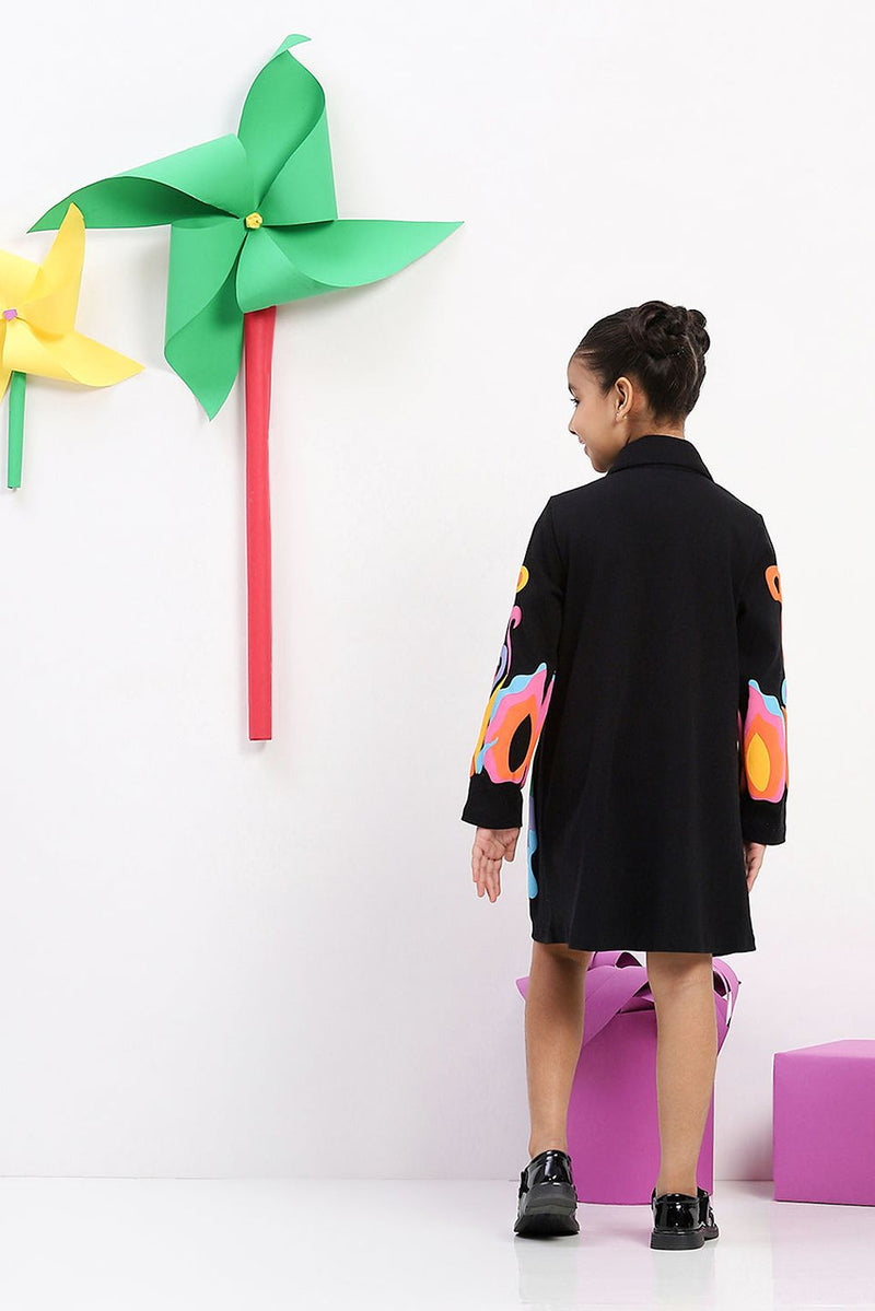 Spunkies Girls' Black Butterfly Shirt Jacket