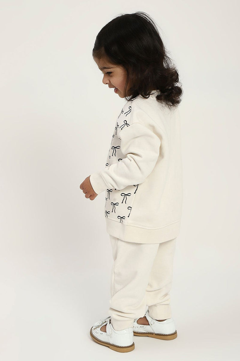 Spunkies Kids white Sweatshirt and Jogger Set