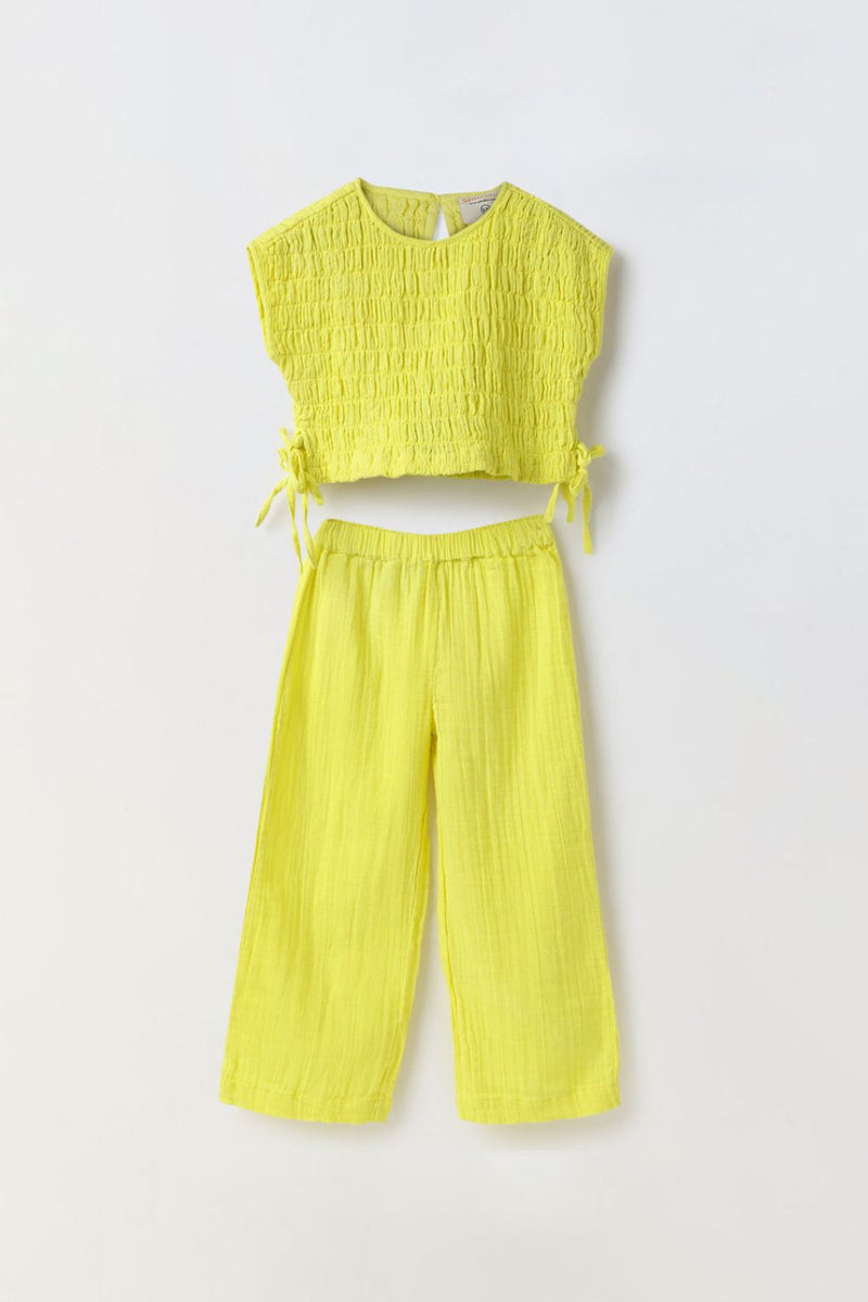 Yellow Gauze Wide Leg Co-ord Set