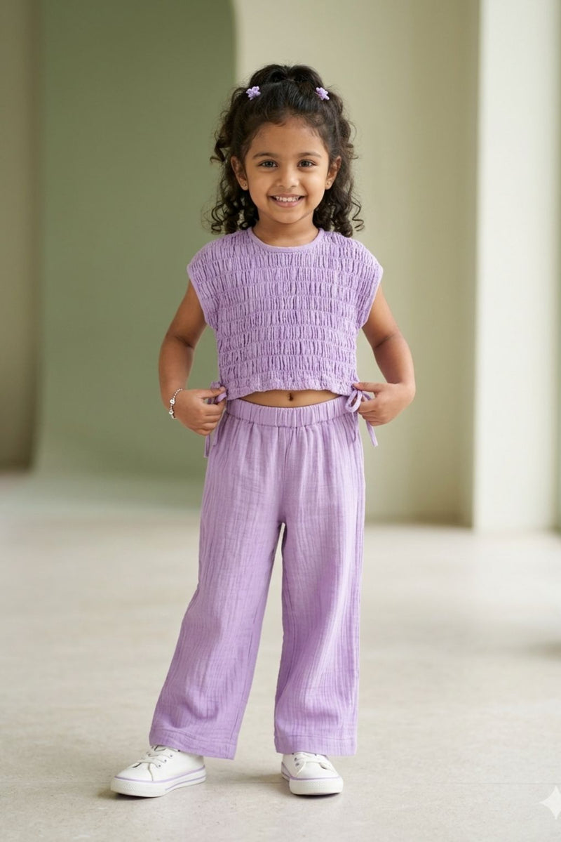 Lavender Gauze Wide Leg Co-ord Set