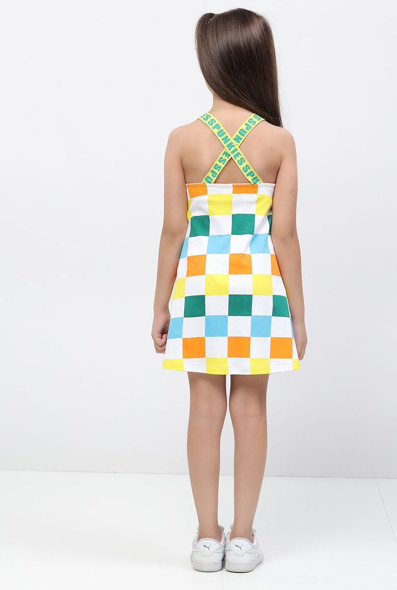 Spunkies Interlock Sleevless Printed Dress