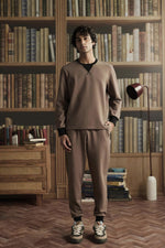Two-Tone V-Crew Pullover