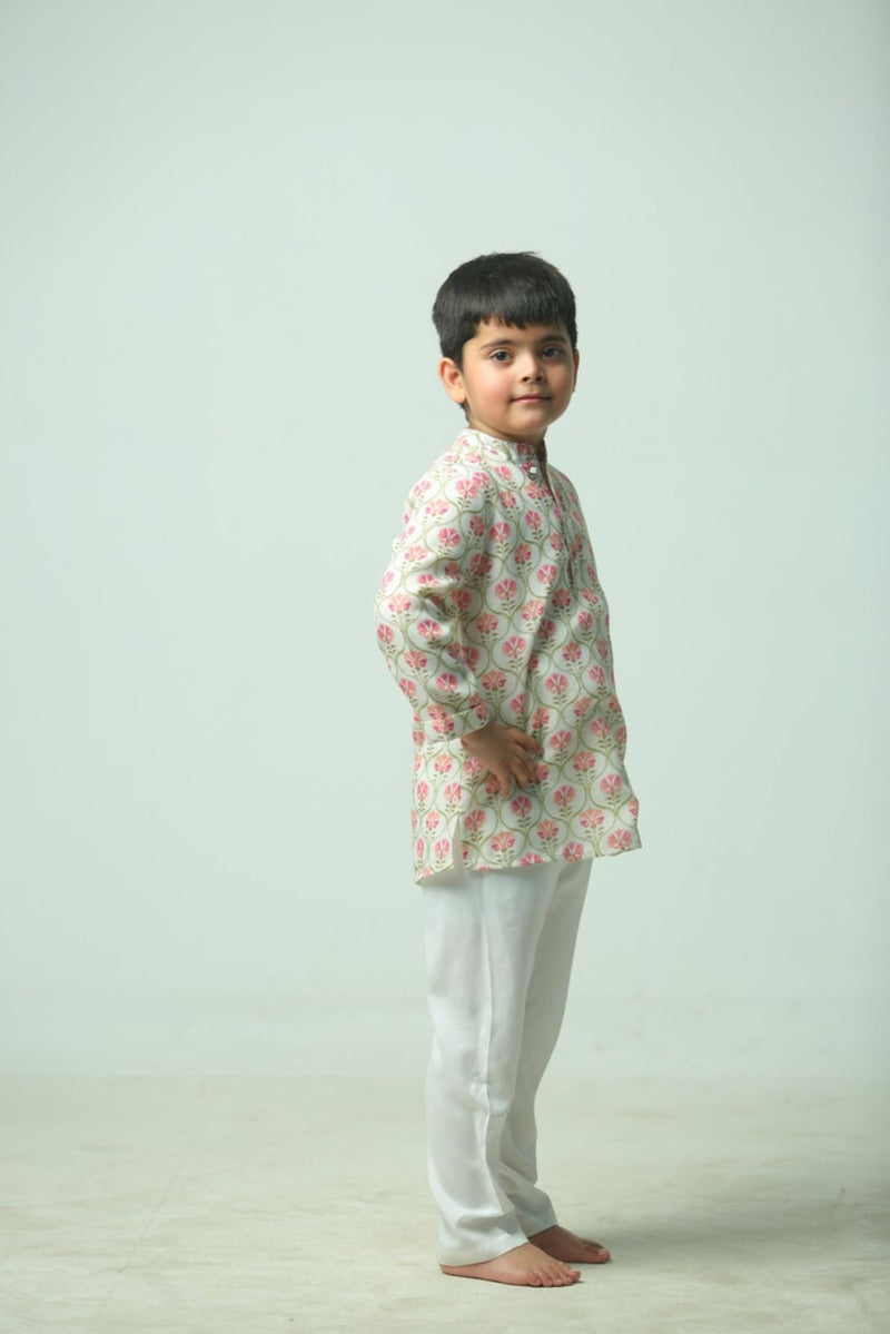 Spunkies Boys Ecru Embroidered Kurta Set