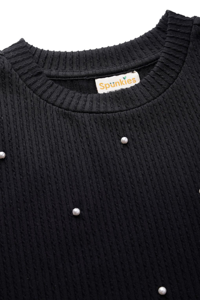 Jacquard Rib Black Top