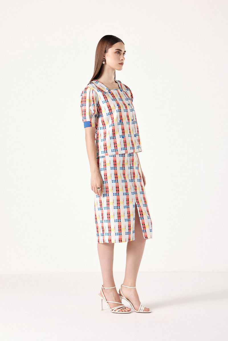 Game - Grid Linen Skirt