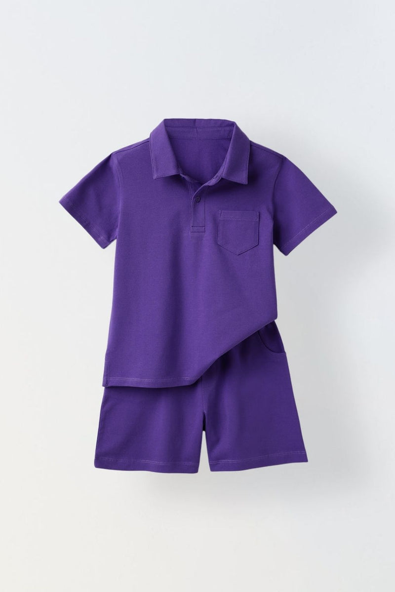 Spunkies Boys Polo Everyday Play Sets- Navy Blue