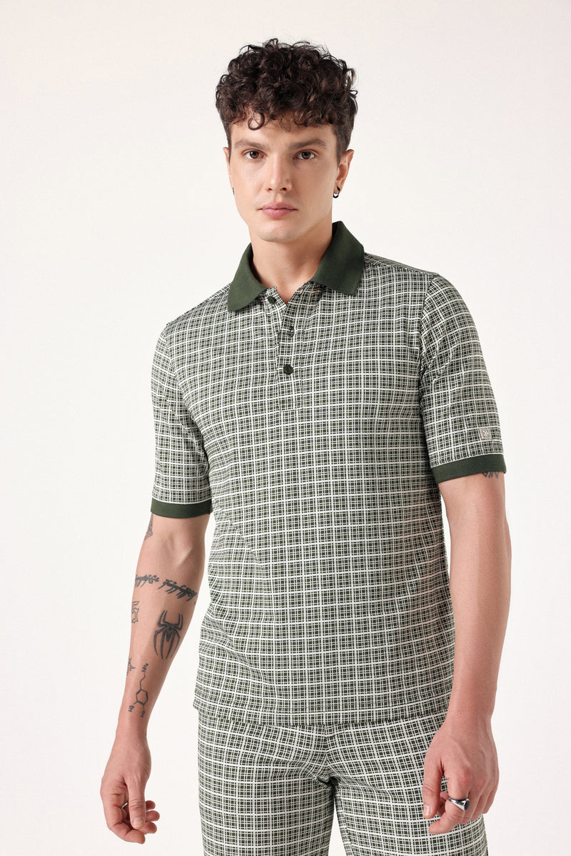 Jacq- Grid Knitted Polo T-shirt