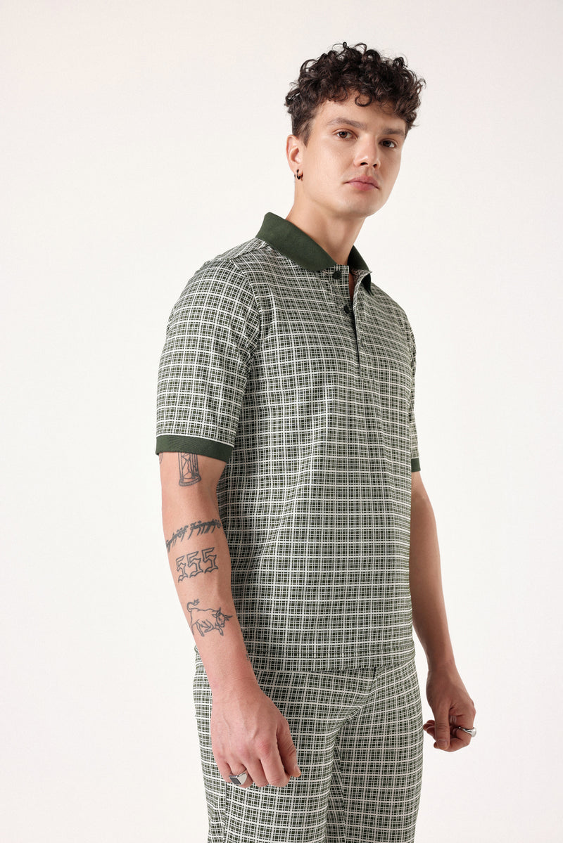 Jacq- Grid Knitted Polo T-shirt