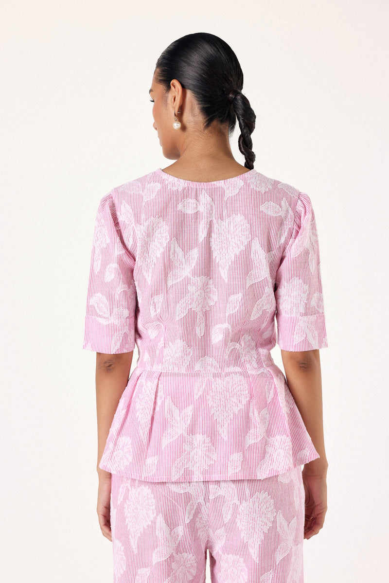 Floral Textured Peplum Top