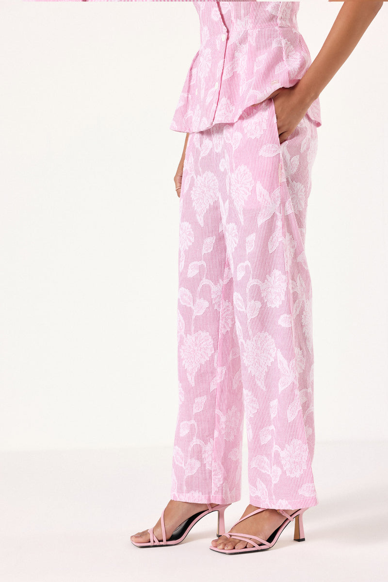 Floral Textured Pants