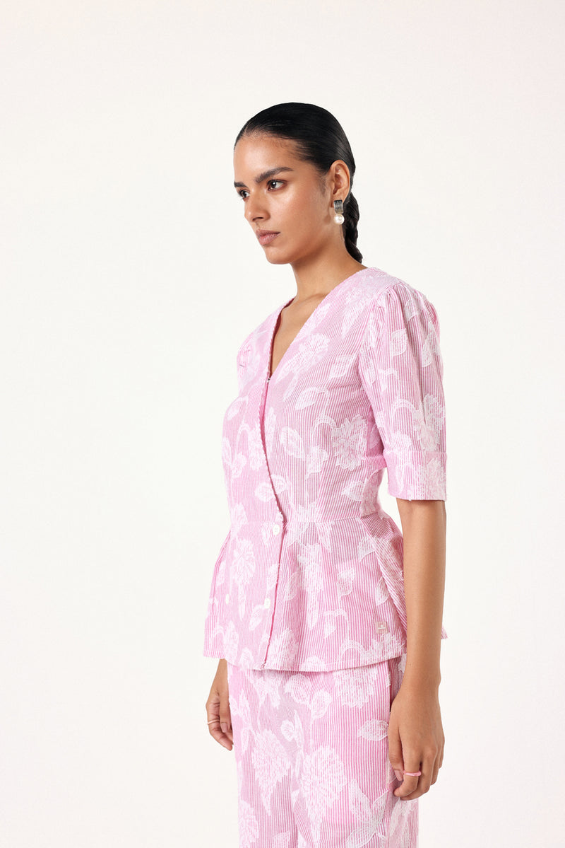Floral Textured Peplum Top