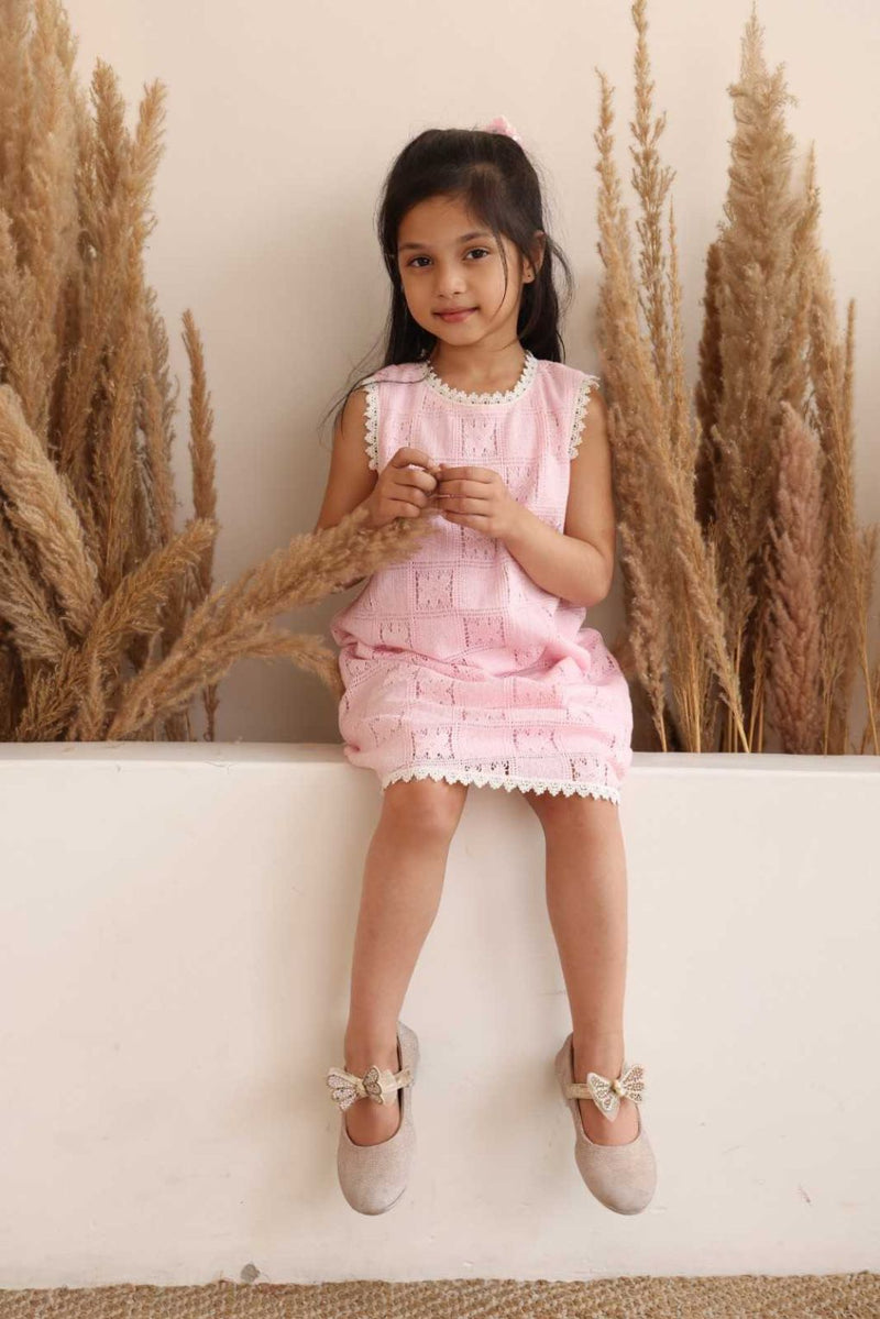 Spunkies Multi Girls Solid Round Neck Short Sleeves Fit & Flare Dress