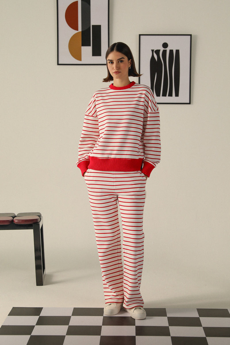 Warm-Hug Fleece Sweat Top - RED