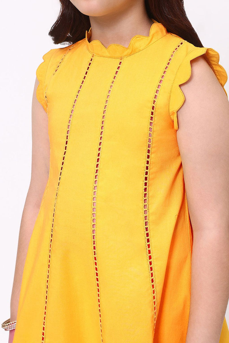 Spunkies Girls Orange Ethnic Sleeveless Kurta with Palazzo Co-ord Set