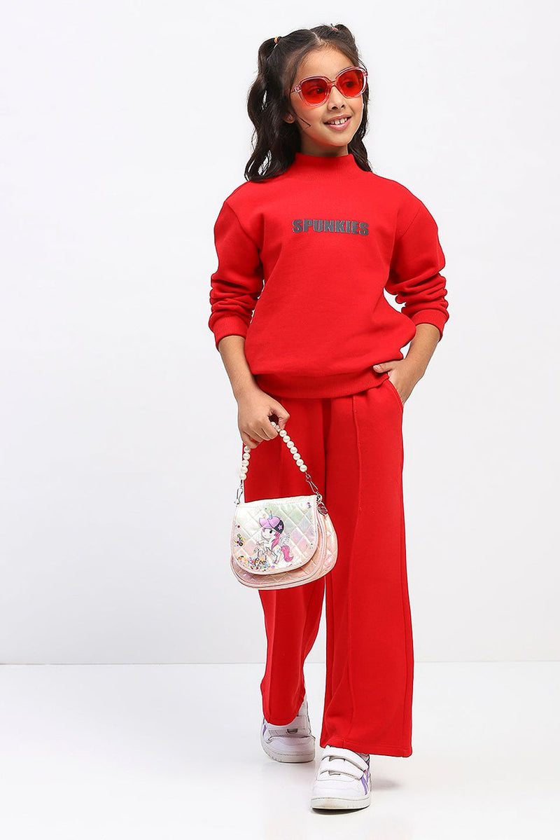 Spunkies Girls Red Long Sleeve Sweatshirt Set