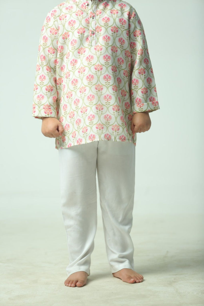 Spunkies Boys Ecru Embroidered Kurta Set
