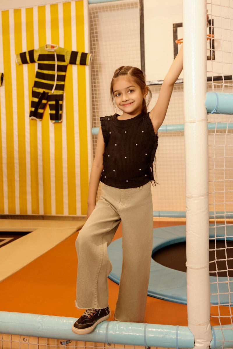 Jacquard Rib Black Top