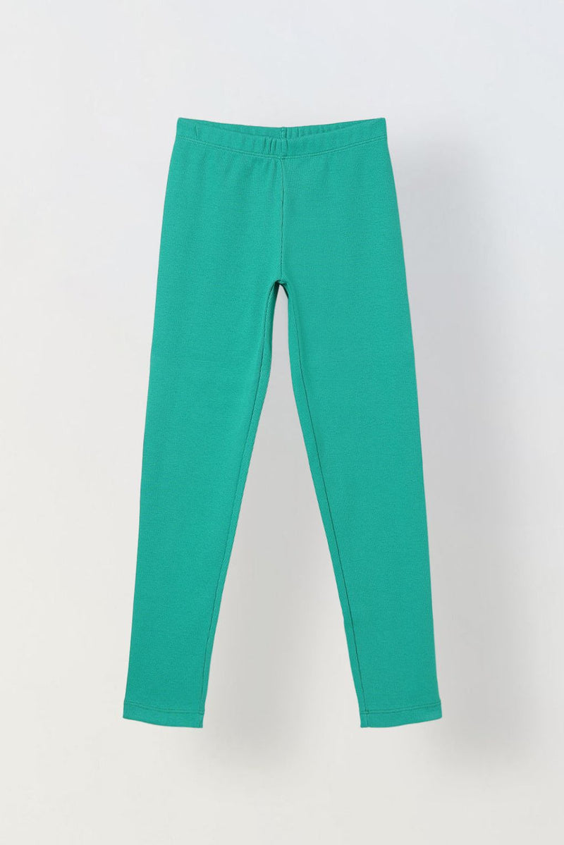 Spunkies Girls Green Ribbed Fitted Leggings