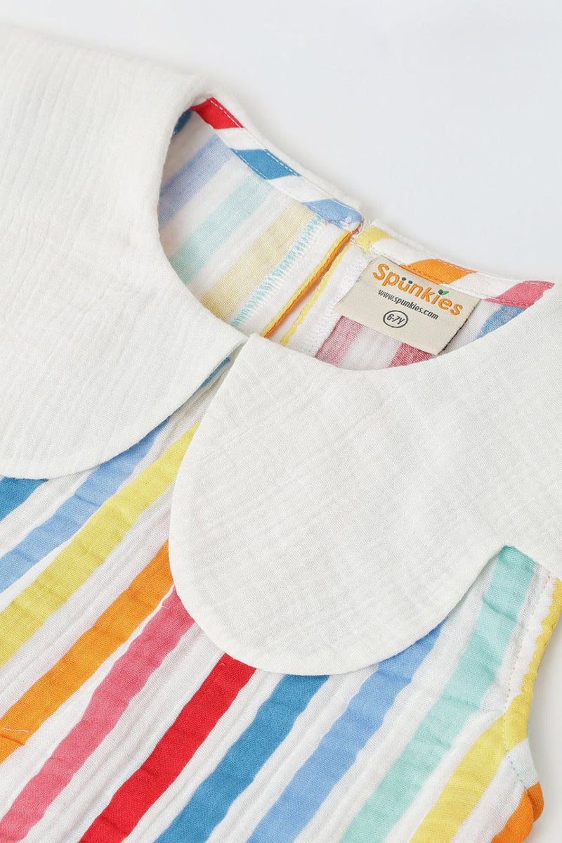 Striped Sleeveless Dress with Peter Pan Collar