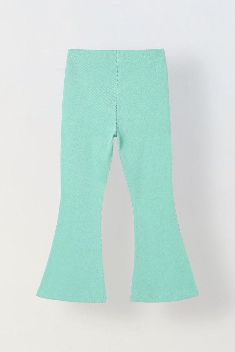 Spunkies Girls Light Green Cotton Ribbed Legging