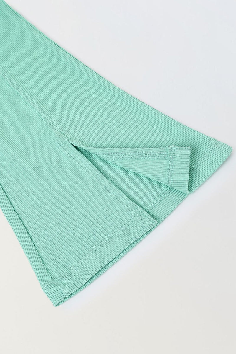 Spunkies Girls Light Green Cotton Ribbed Legging
