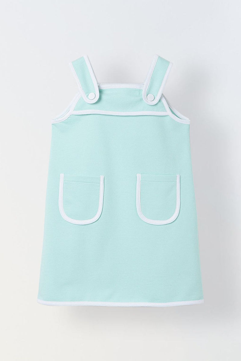 Spunkies Mint Green Girls Solid Square Neck Sleeveless A-Line Dress