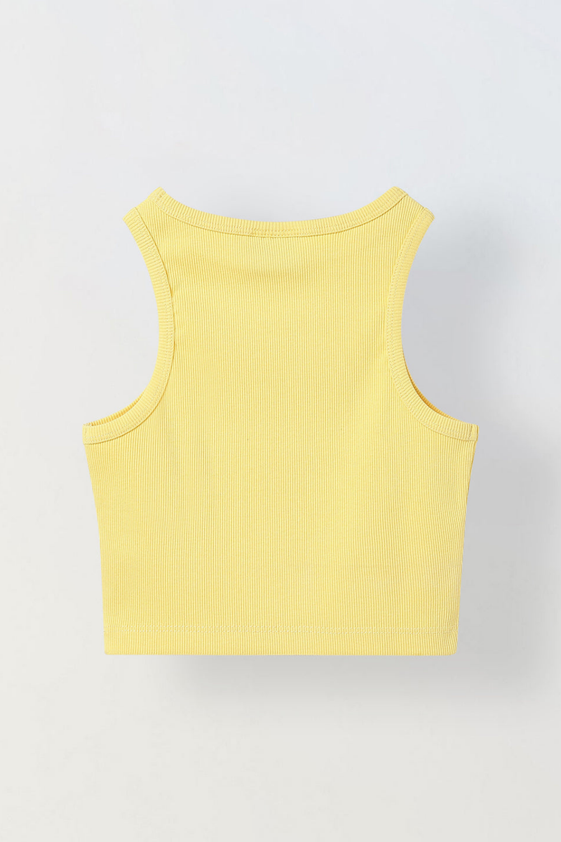 Spunkies Yellow Girls Solid Round Neck Sleeveless Tank Top