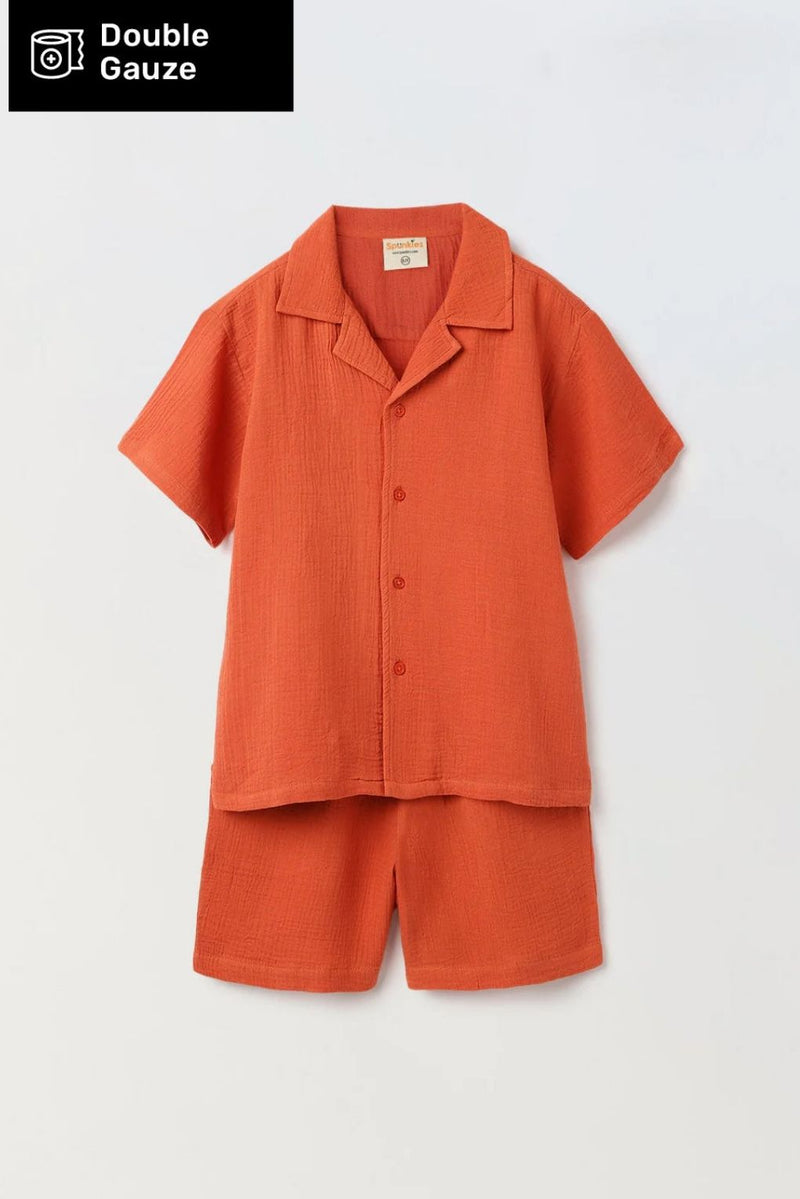 Boys Red Gauze Summer Set