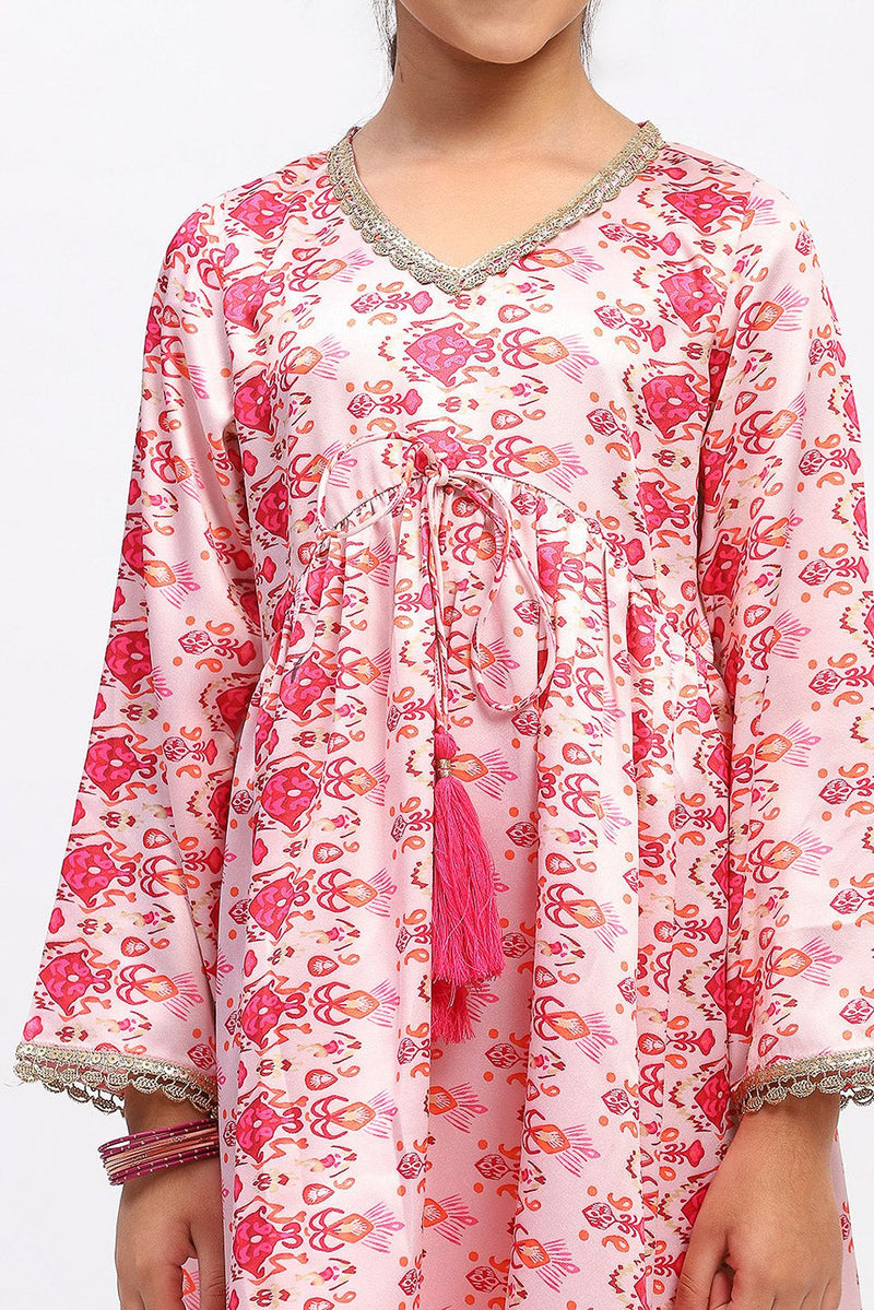 Spunkies Girls Full Sleeve Printed Anarkali Kurta and Palazzo Set