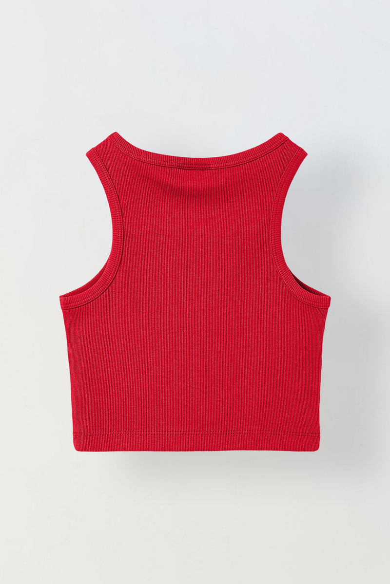 Spunkies Red Girls Solid Round Neck Sleeveless Tank Top