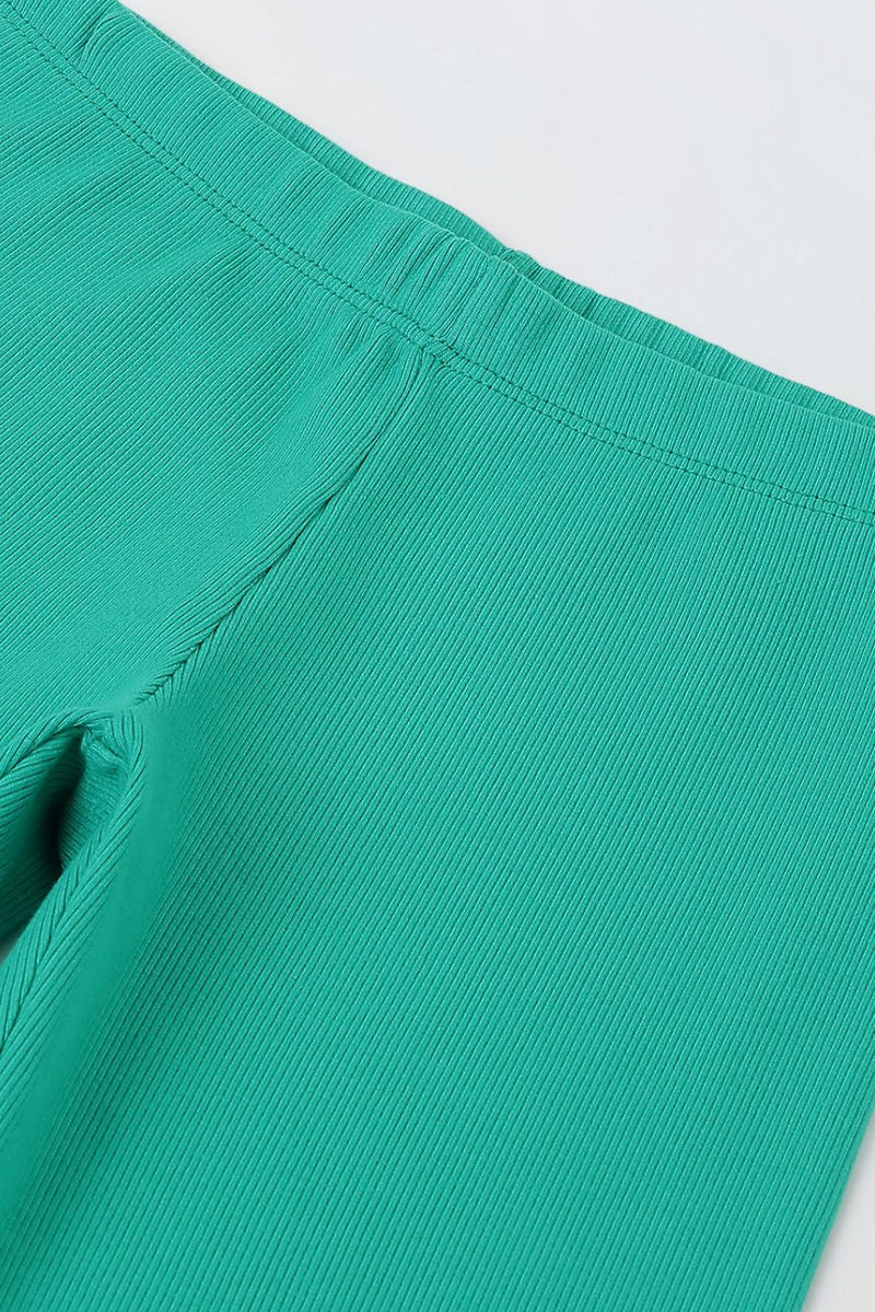 Spunkies Girls Green Ribbed Fitted Leggings