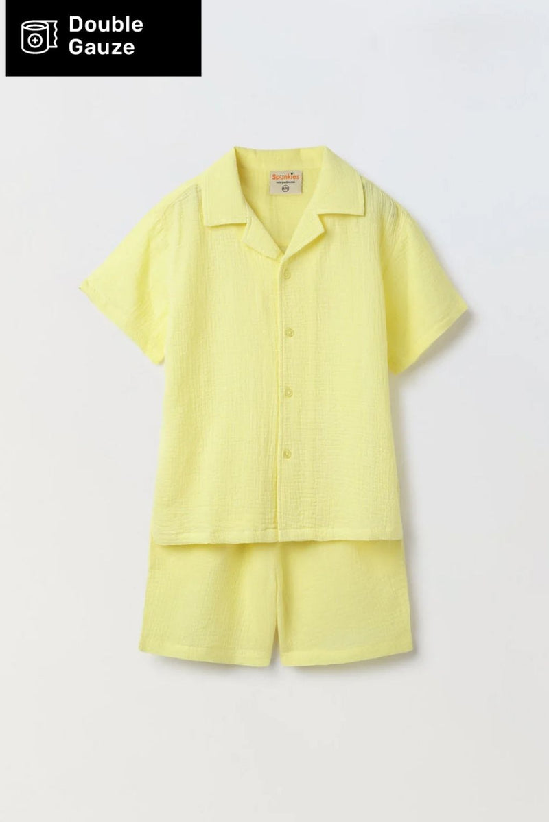 Boys Yellow Gauze Summer Set